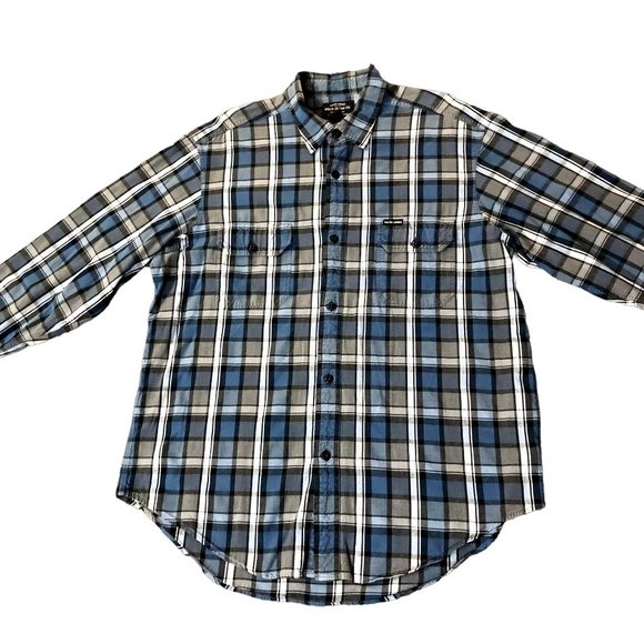Ralph Lauren Polo Jeans Shirt Mens L Used Blue Plaid - Picture 4 of 13